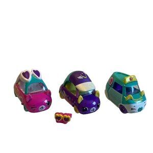 Shopkins Cutie Cars Speedy Style Set of 3 Street Sneaker Cruisey Cap & Sunny Sed